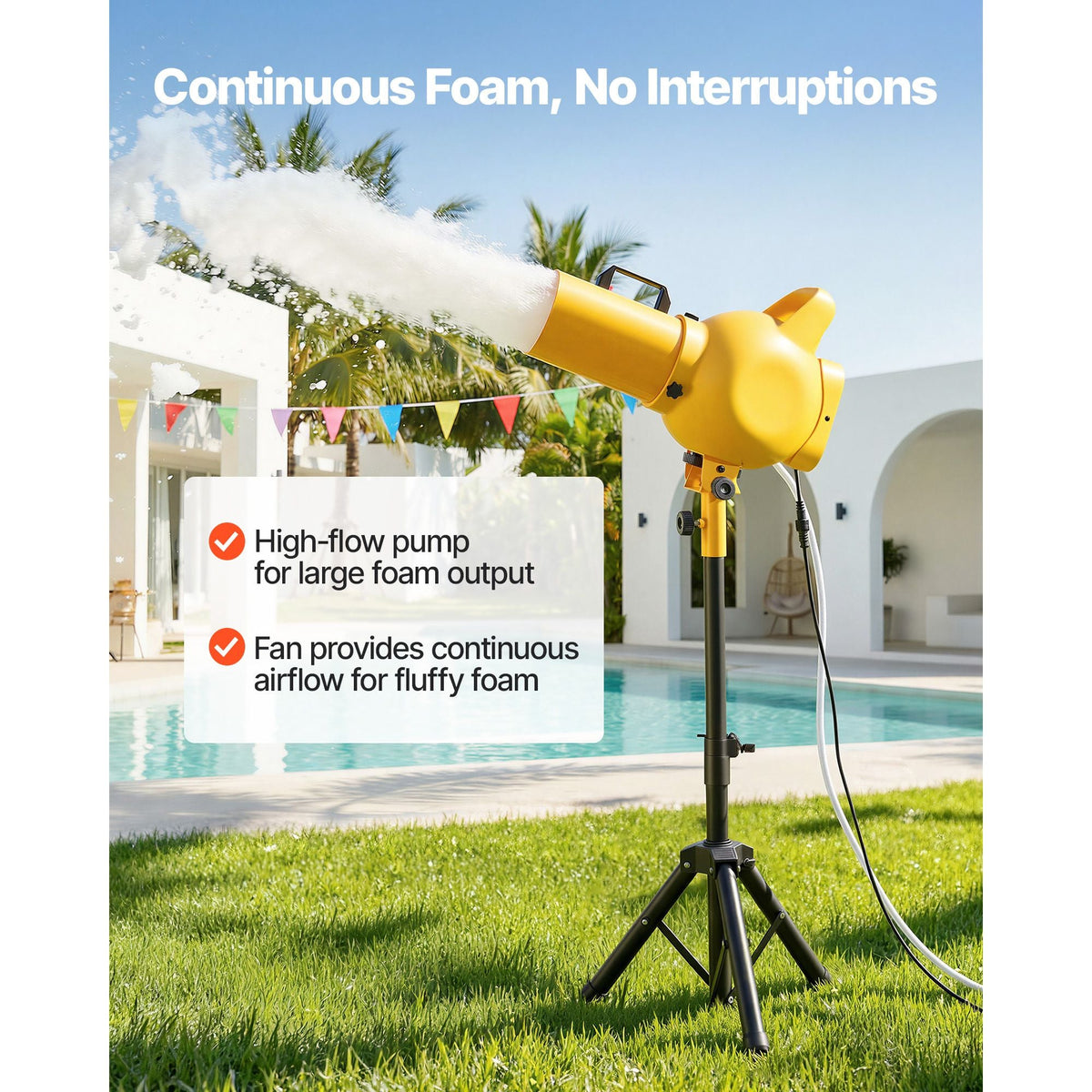 Foam Machine, Handheld Spray Foam Cannon Party Machine, Bubble Cannon with Fan & Triangular Structure, Dense Foams Maker for Gatherings, Backyard, Celebrations & Party, Continuous Foams Output