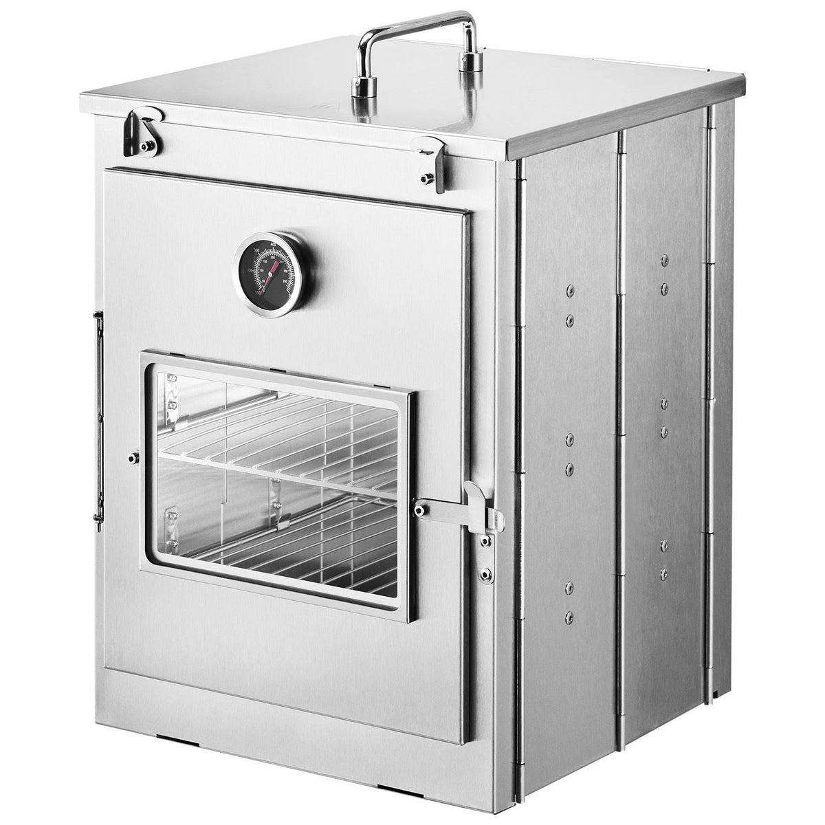 Foldable Camping Oven, Stainless Steel Portable Camping Stove, with 3 Tier Grill, Handle and Thermometer, Use with Wood Burning Fire, Propane Stoves, for Baking Bread, Pizza, Outdoor Cooking
