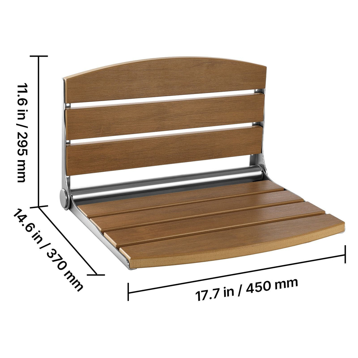 Foldable Shower Seat Wall Mounted, 17.7" Folding Shower Bench with Supportive Backrest, Fold-Down Bathroom Corridor Seat with Stainless Steel Frame for Adults Seniors, 400LBS Loading