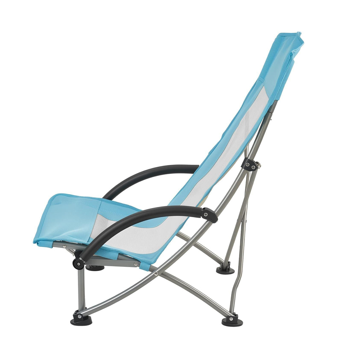 Folding Beach Chair, High Back Camping Chairs for Adults, with Cup Pocket, Mesh Back, Carry Bag, Portable Extra Wide Seat Chair 330 lbs Heavy Duty Support, for Outdoor, Camp, Light Blue