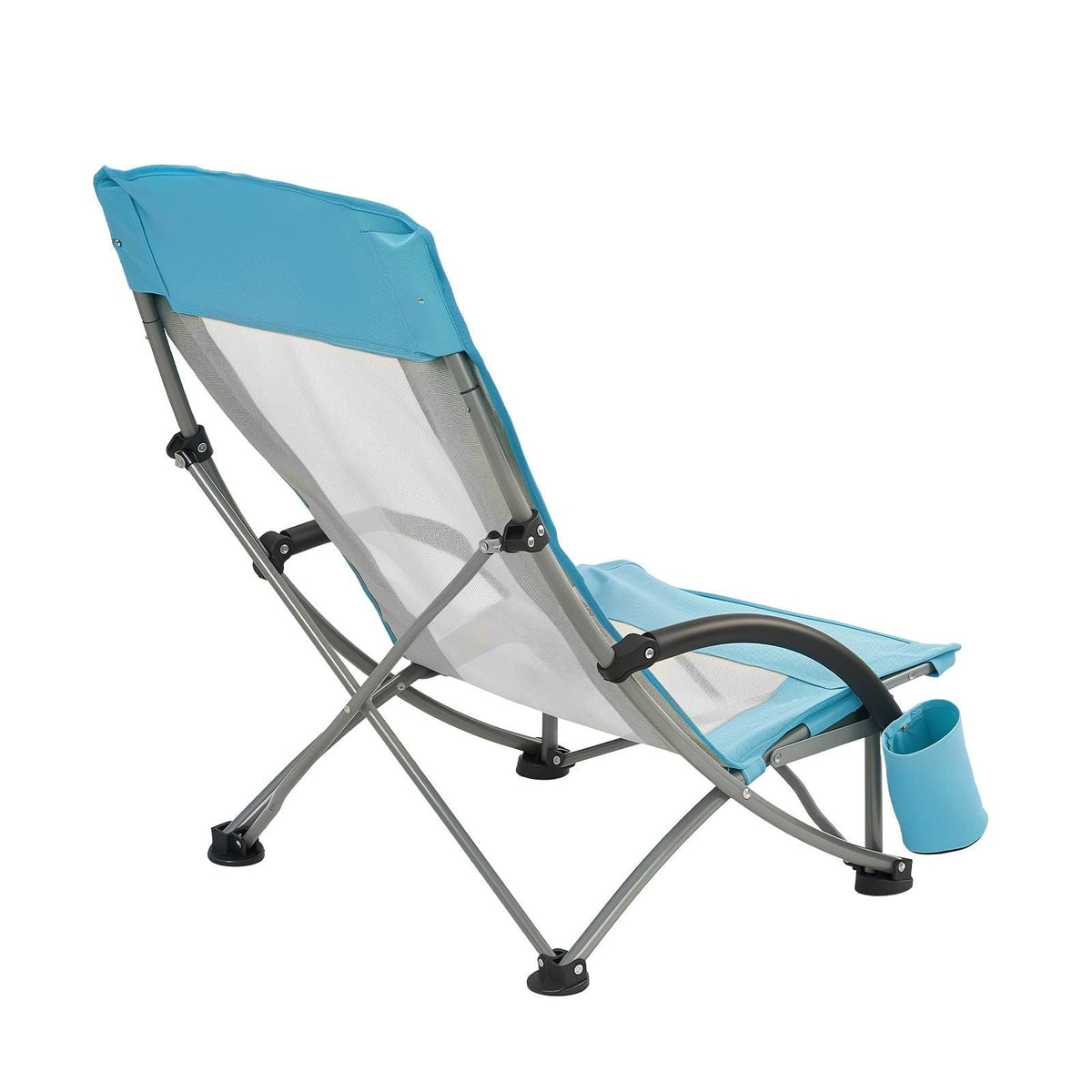 Folding Beach Chair, High Back Camping Chairs for Adults, with Cup Pocket, Mesh Back, Carry Bag, Portable Extra Wide Seat Chair 330 lbs Heavy Duty Support, for Outdoor, Camp, Light Blue