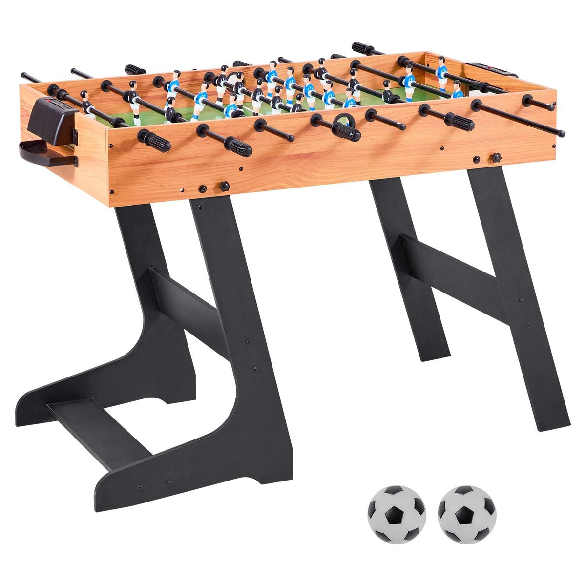Folding Foosball Table, 42 inch Standard Size Table, Indoor Full Size Foosball Tables for Home, Family, and Game Room, Durable Soccer Set, Includes 2 Balls