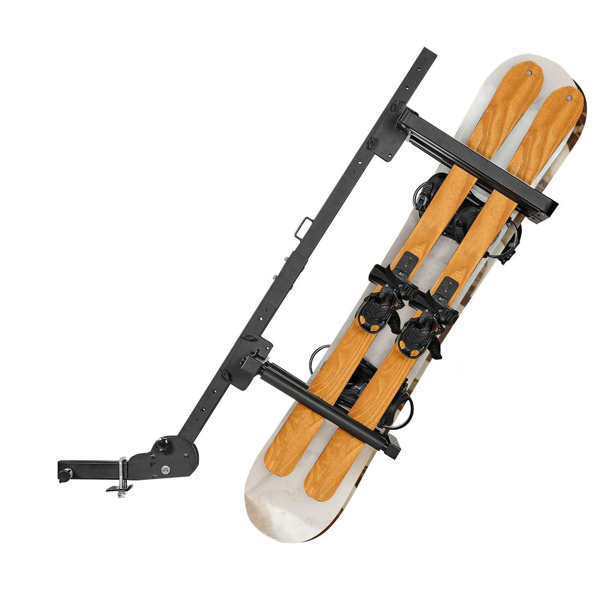 Folding Hitch Mounted Ski & Snowboard Rack, Fits 2-Inch Receiver, Carries up to 6 Pairs of Skis or 4 Snowboards, Adjustable Hitch-Mounted Rack for Car with Key Lock, Security Strap, Tilt Access