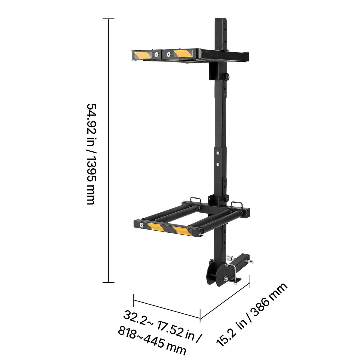 Folding Hitch Mounted Ski & Snowboard Rack, Fits 2-Inch Receiver, Carries up to 6 Pairs of Skis or 4 Snowboards, Adjustable Hitch-Mounted Rack for Car with Key Lock, Security Strap, Tilt Access