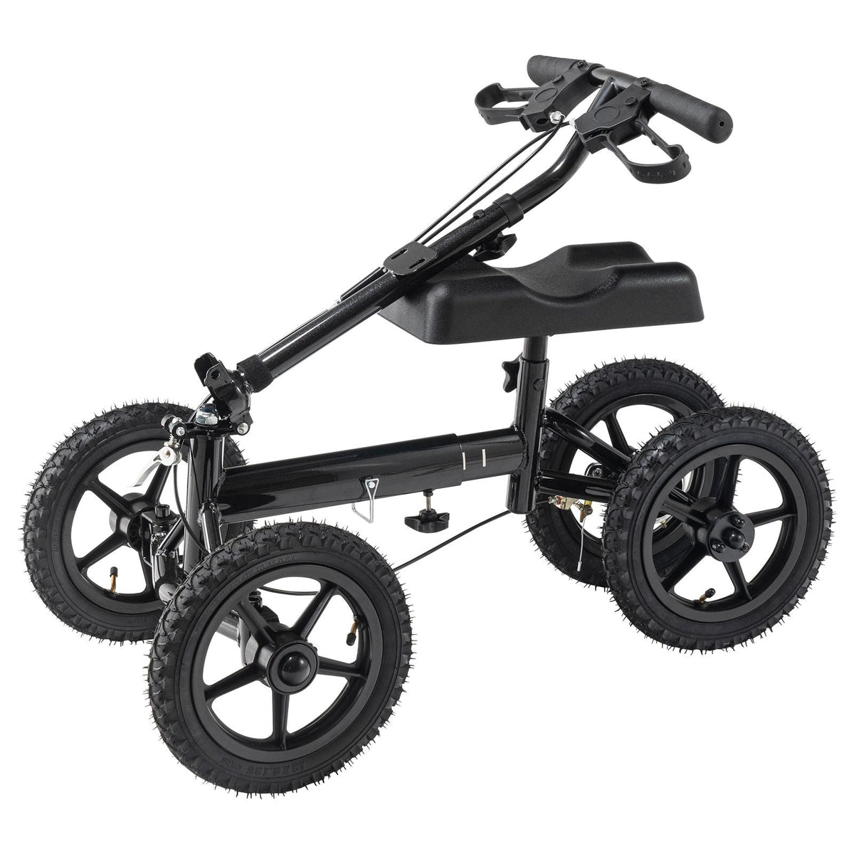Folding Knee Scooter, Aluminum Steerable Knee Walker with Height-Adjustable Handlebar & Knee Pad, 12" All-Terrain Wheels, Dual Brakes, Leg Recovery Scooter for Broken Ankle Foot Injuries, 350LBS