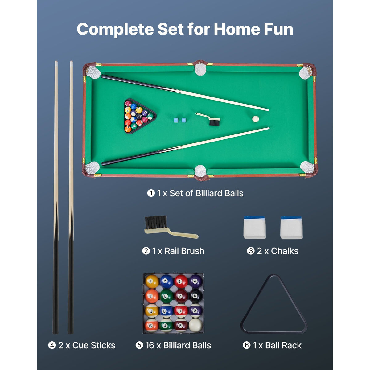 Folding Pool Table, 4.5 ft Portable Billiards Tables, Foldable Space-Saving Entertainment Game Set Includes Ball, Cue, Rack, Chalk, Brush, Brown with Bule Cloth, for Family Use, Recreation Room