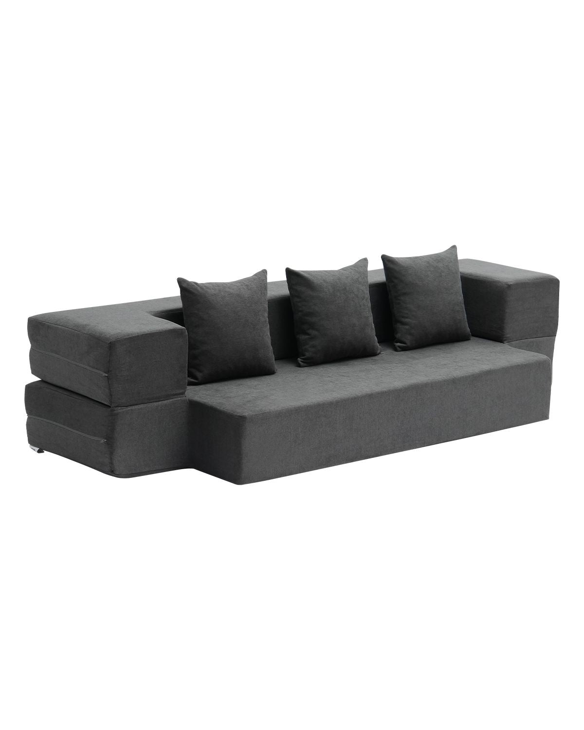 Folding Sofa Bed, 3-in-1 Foldable Couch Bed with 3 Pillows and Washable Cover, 25D High Density Memory Foam Convertible Sleeper Chair Bed, Futon Couch for Living Room, Bedroom, Dark Grey(Twin)