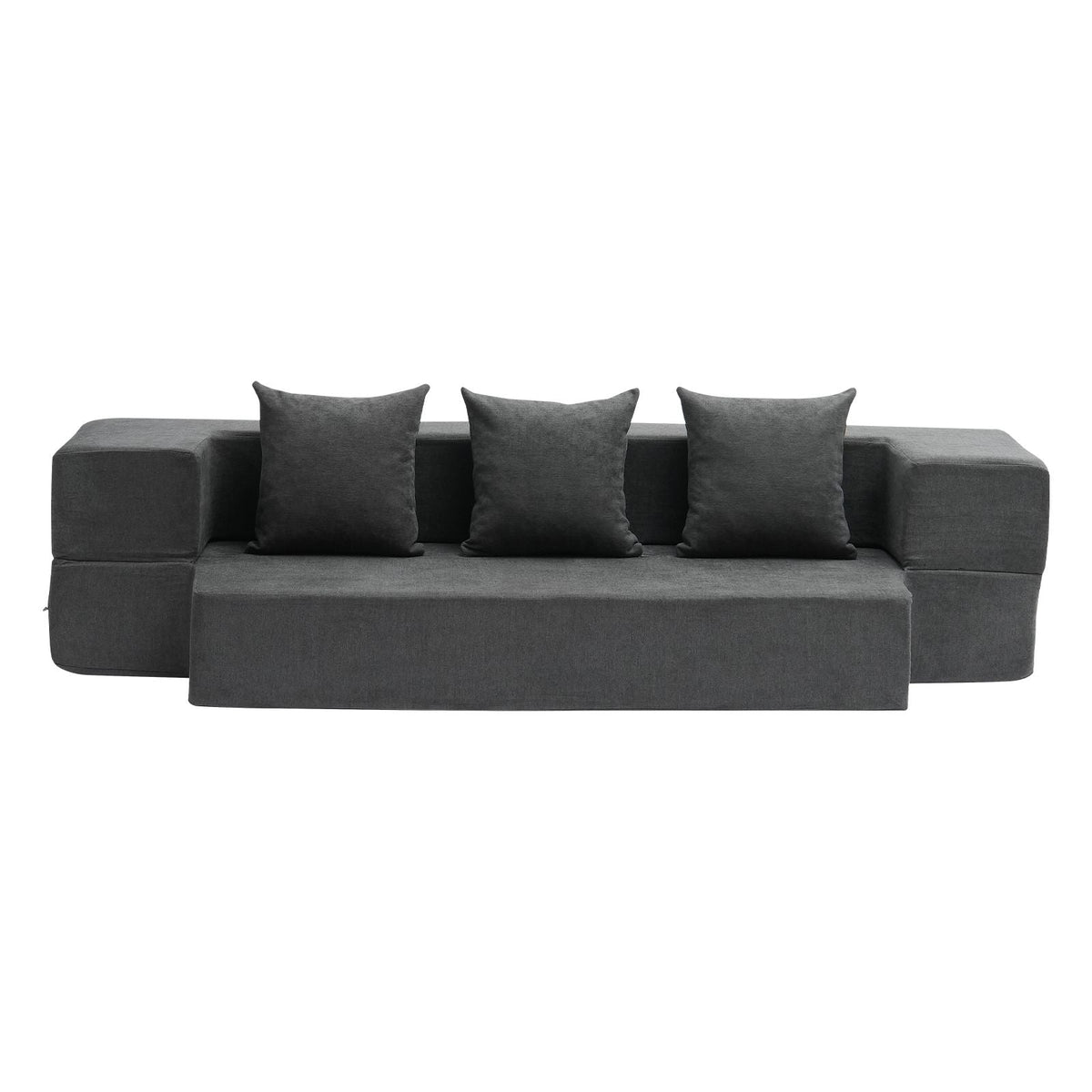 Folding Sofa Bed, 3-in-1 Foldable Couch Bed with 3 Pillows and Washable Cover, 25D High Density Memory Foam Convertible Sleeper Chair Bed, Futon Couch for Living Room, Bedroom, Dark Grey(Twin)