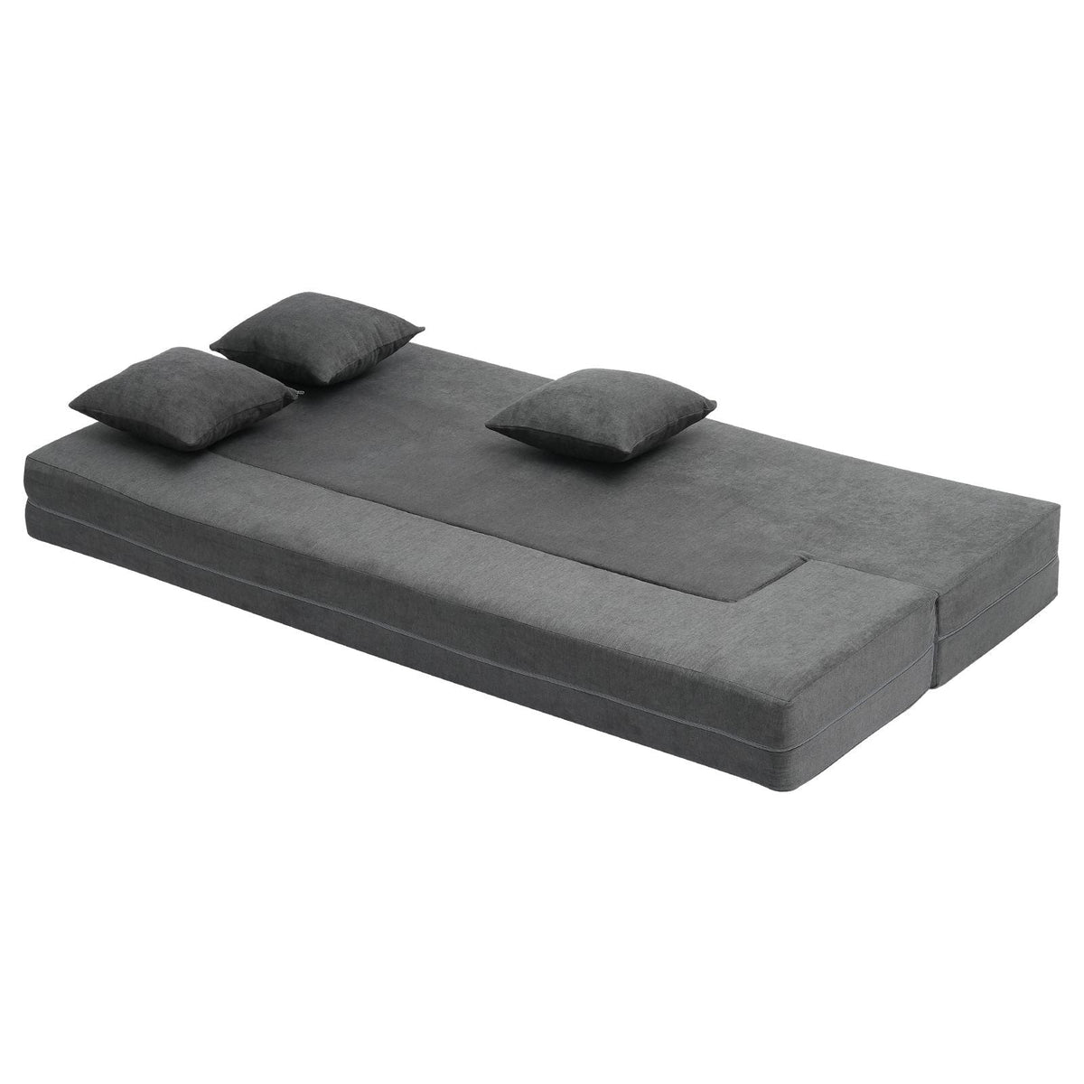 Folding Sofa Bed, 3-in-1 Foldable Couch Bed with 3 Pillows and Washable Cover, 25D High Density Memory Foam Convertible Sleeper Chair Bed, Futon Couch for Living Room, Bedroom, Dark Grey(Twin)