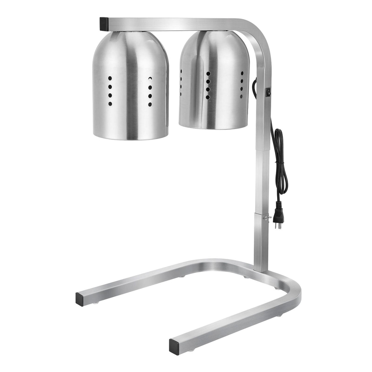 Food Heat Lamp, 500W Bulbs, Commercial Food Warmer Light, Electric Stainless Steel French Fry Heating Lamp, Free-standing, Catering Food Warming Equipment for Kitchen Buffet Restaurant, Silver