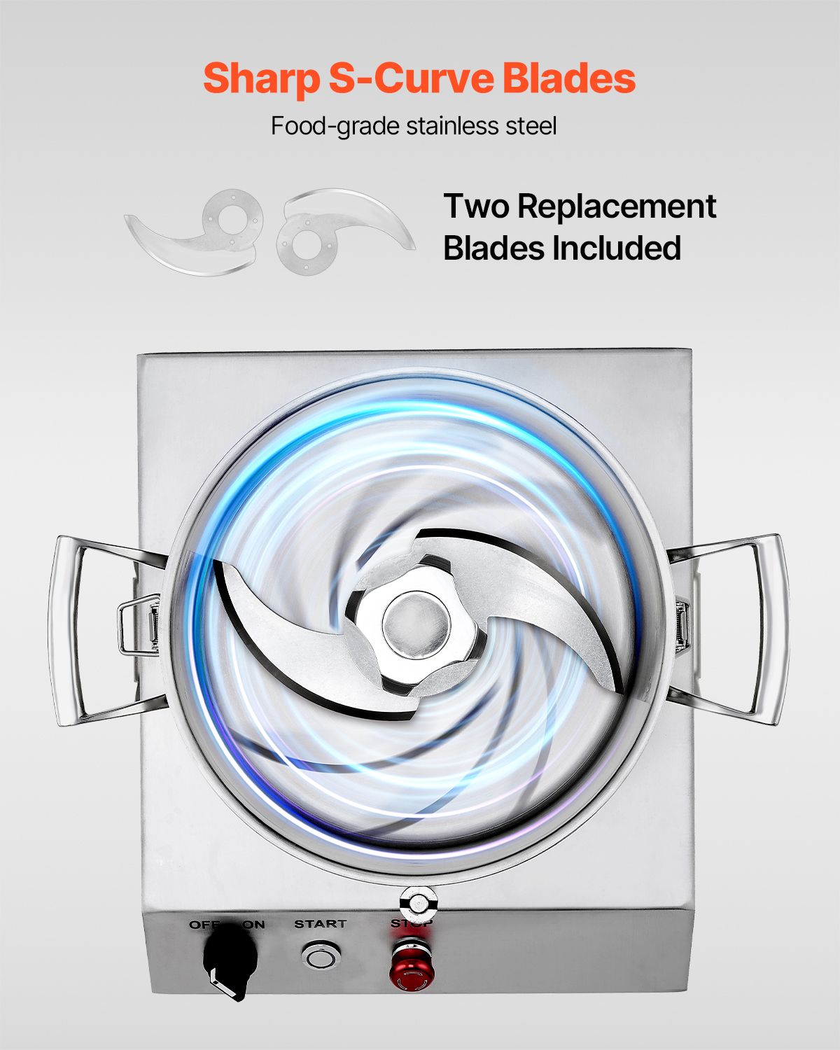 Food Processor & Vegetable Chopper, 6.3 Quart Food-Grade Stainless Steel Food Processor Chopper with 2 Extra S-Curve Blades, Ideal for Chopping Vegetables, Fruit, Grains, Nuts