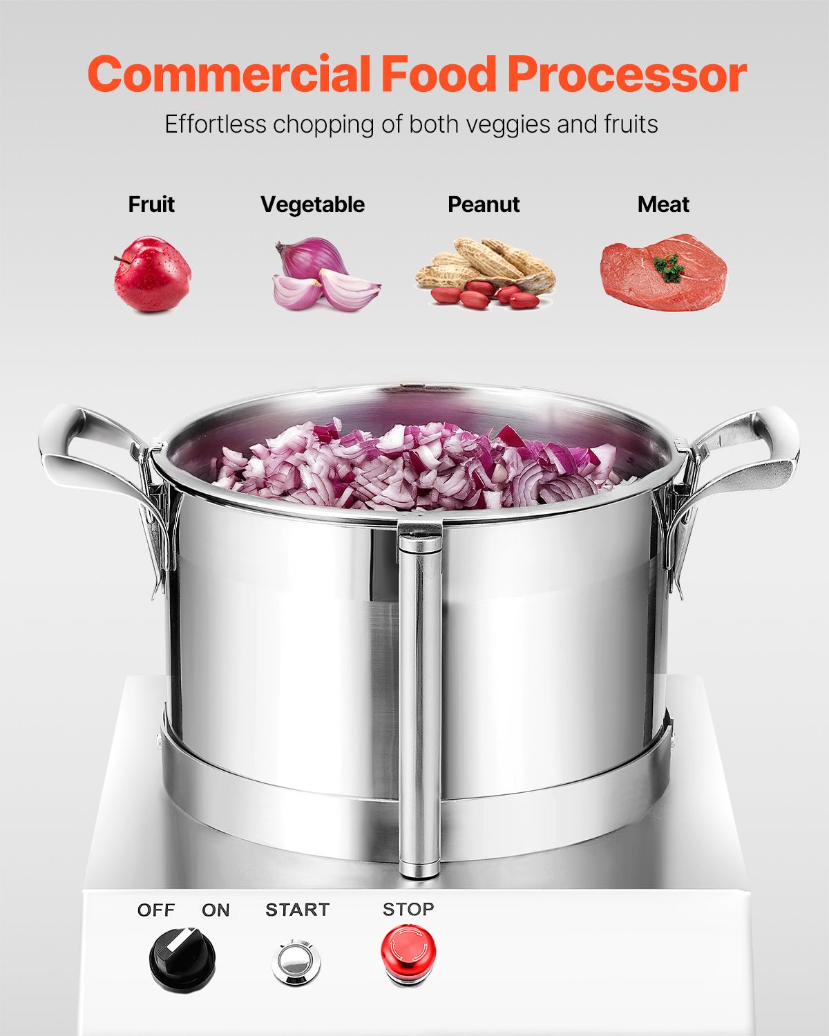 Food Processor & Vegetable Chopper, 6.3 Quart Food-Grade Stainless Steel Food Processor Chopper with 2 Extra S-Curve Blades, Ideal for Chopping Vegetables, Fruit, Grains, Nuts