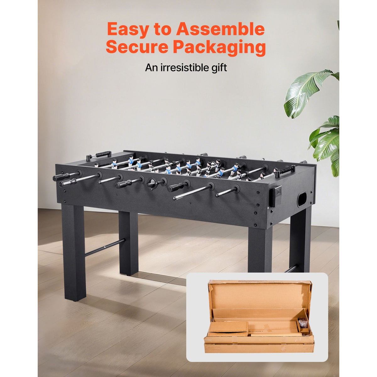 Foosball Table, 55 inch Standard Size Table, Indoor Full Size Foosball Tables for Home, Family, and Game Room, Durable Soccer Set, Includes 4 Balls, Score Keeper, and 2 Cup Holders