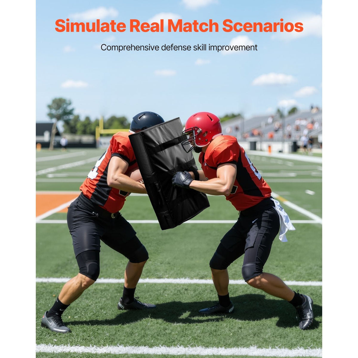 Football Blocking Dummy, 24x16 in Blocking Pads, Kick Shield Pad with Handles, High-Density Sponge Tackle Dummies, Heavy Duty Training Equipment for Basketball Hockey Lacrosse, Black, 2PCS