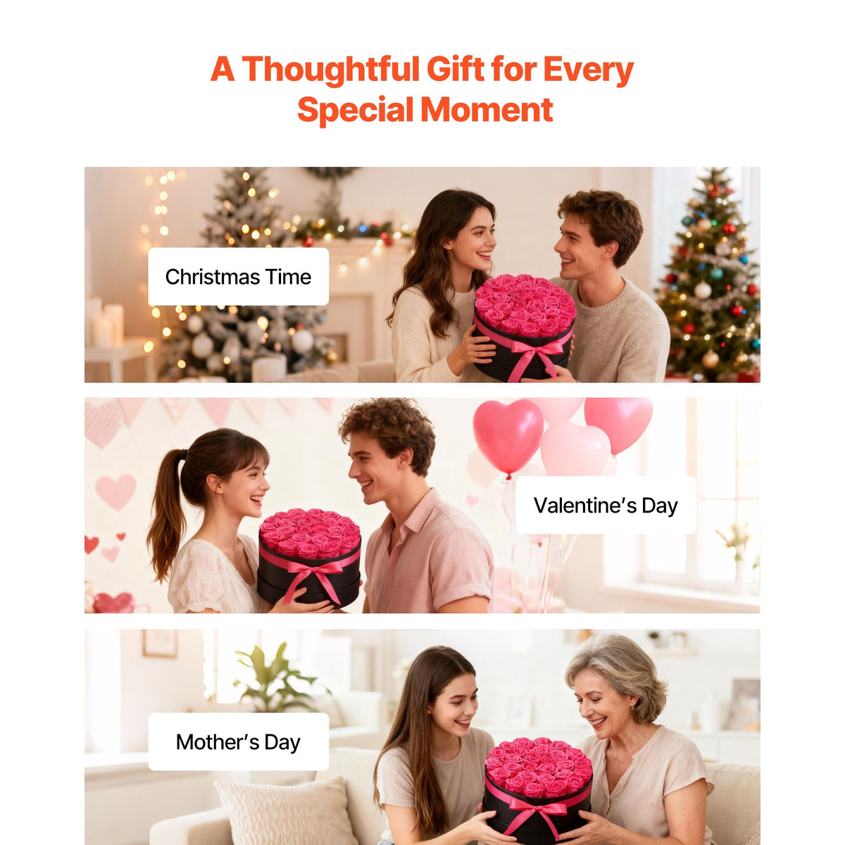 Forever Flowers, 27 Preserved Roses in a Box, Eternal Flowers Immortal Bouquet Birthday Present for Delivery Prime Women Her Wife Mothers, Anniversary, Valentine's Day,Christmas, Rose Red