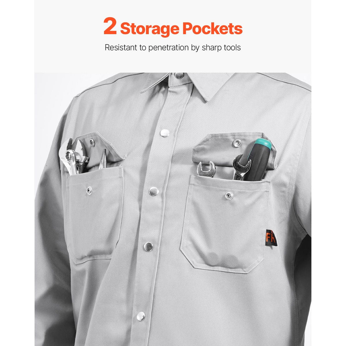 FR Shirts for Men, 7oz. Flame Resistant Welding Jacket, Machine Washable Cotton Heat-Resistant Welding Shirt, Meets ATPV 9.2 Cal/cm² Arc Rating - L Size