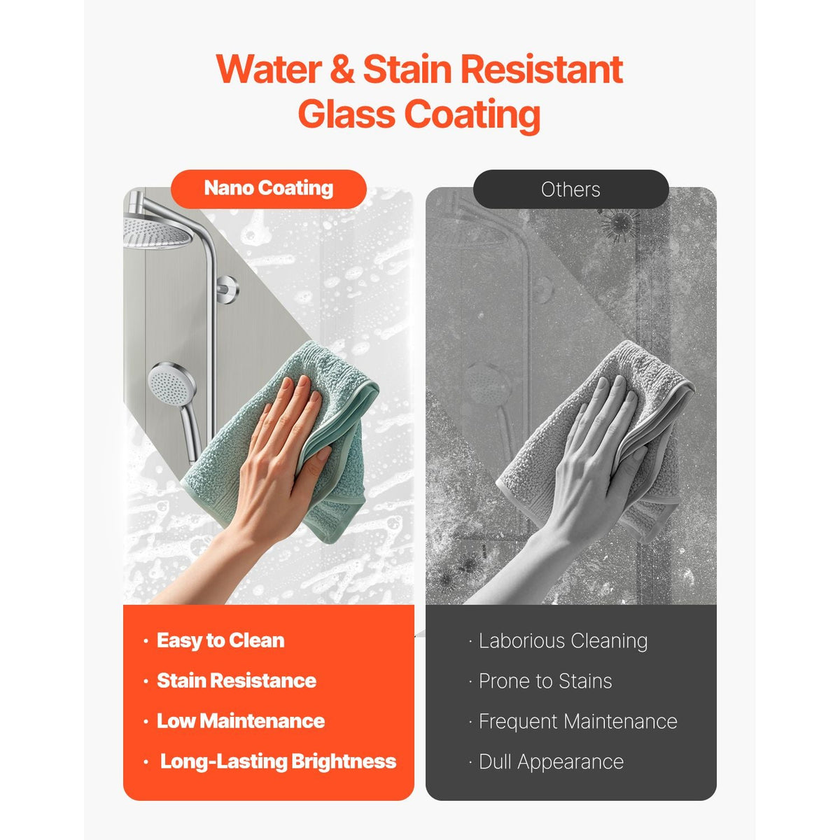 Frameless Bathtub Shower Door, 34 in. W x 55 in. H, Half Shower Door for Bathtub, 180° Rotatable Tempered Glass Door, Half Shower Door with 1/4 in Tempered Glass Bathroom Shower Screen, Black