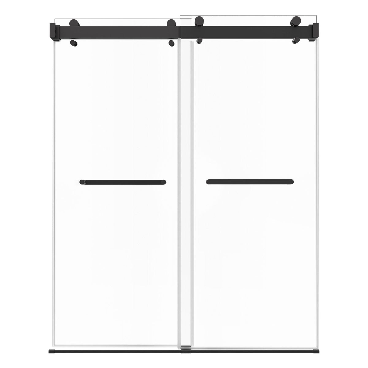 Frameless Shower Door, 48" W x 76" H, Shower Sliding Glass Door with 3/8" (10 mm) Thick Clear Tempered Glass, Noiseless Shatterproof Nano Coating, with Rail, Seal Strip and Hardware Kit