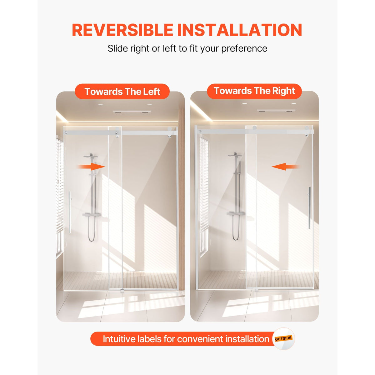 Frameless Shower Door, 58-59 W x 75 H in, Shower Sliding Glass Door with 5/16 in(8mm) Clear SGCC Tempered Glass, Waterproof Shatterproof NANO Stainproof with Stainless Steel Hardware, Chrome