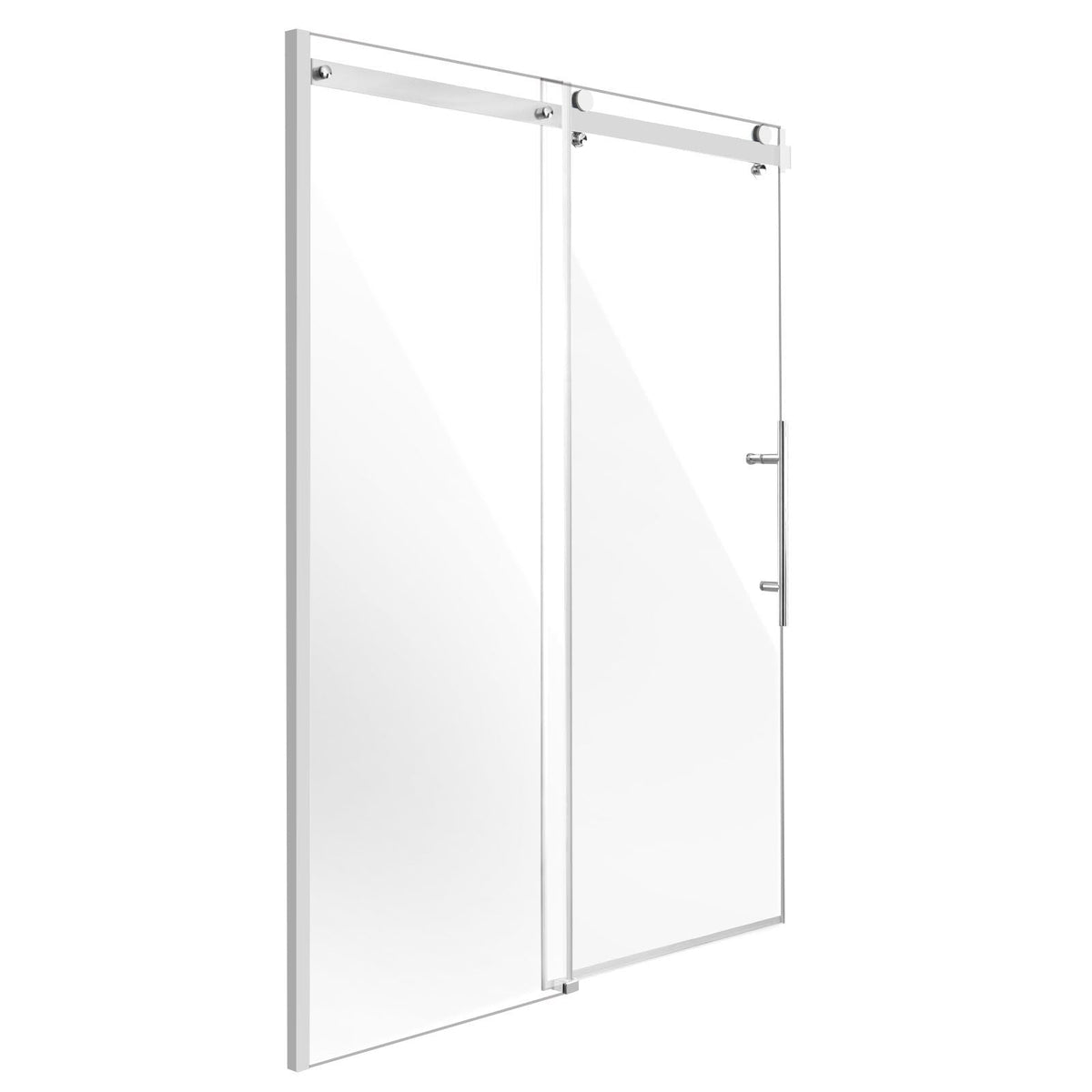 Frameless Shower Door, 58-59 W x 75 H in, Shower Sliding Glass Door with 5/16 in(8mm) Clear SGCC Tempered Glass, Waterproof Shatterproof NANO Stainproof with Stainless Steel Hardware, Chrome