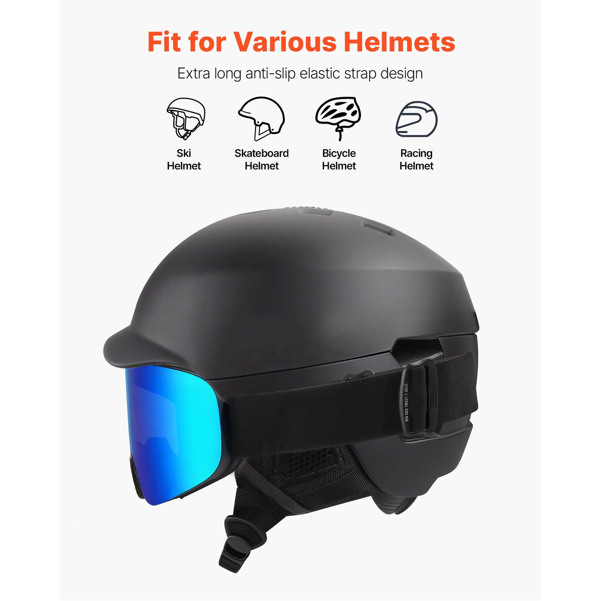 Frameless Ski Goggles, Magnet Cylindrical Lens with Dark Blue Revo Coating, OTG Anti fog Snow Goggles for Men Women, TPU Frame & Ventilation Structure, Fit for Skiing, Skating, Snowboarding