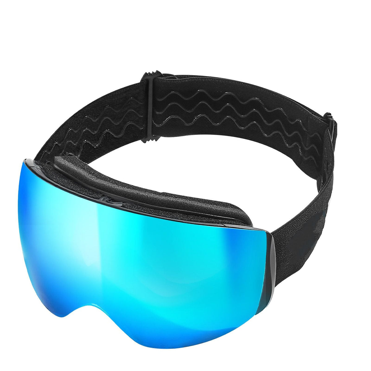 Frameless Ski Goggles, Spherical Lens with Blue Revo Coating, OTG Anti fog Snow Goggles for Men Women Youth, TPU Frame & Ventilation Structure, Suitable for Skiing, Skating, Snowboarding