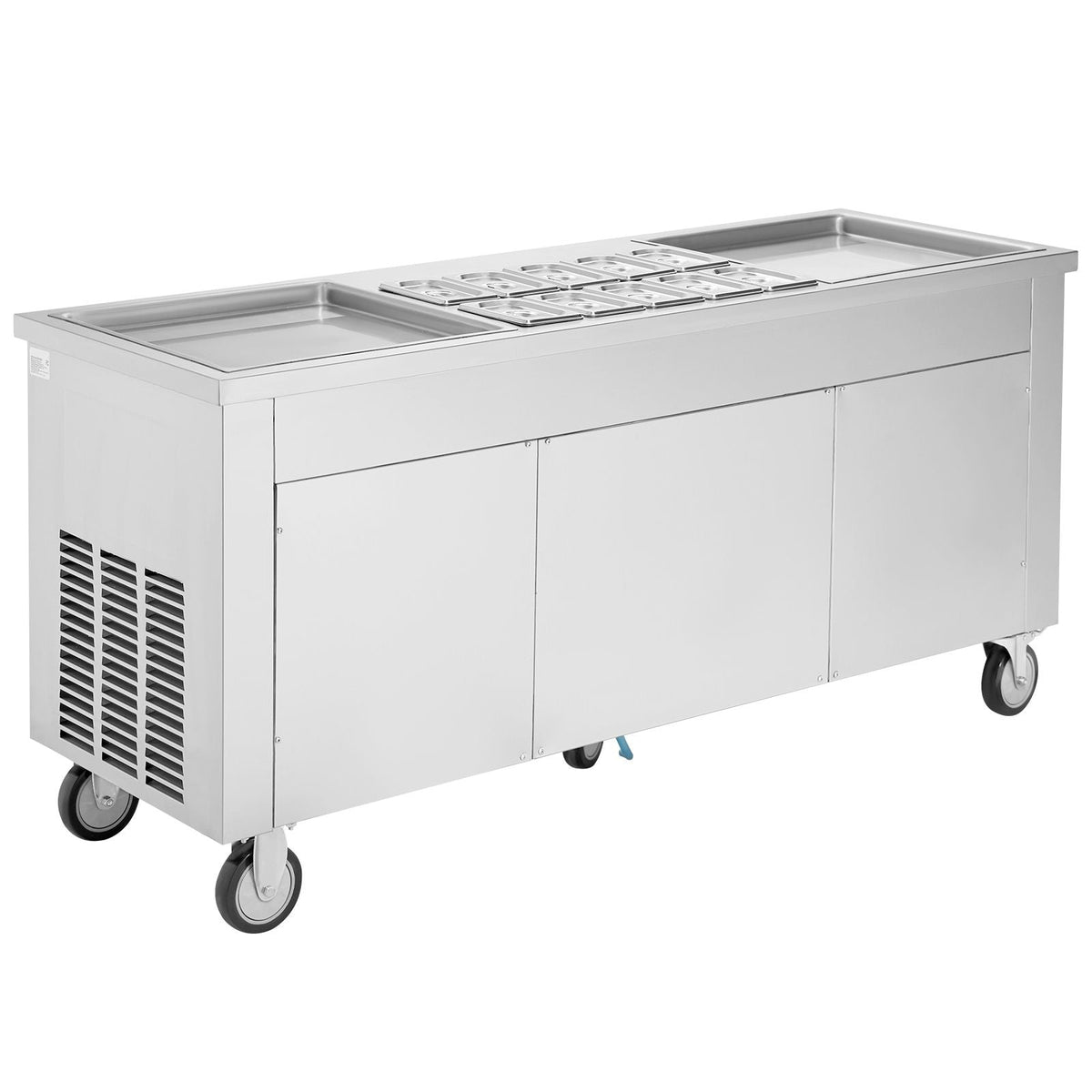 Fried Ice Cream Roll Machine, 2Pcs 17.7" x 17.7" Square Stir-Fried Ice Cream Pans, Stainless Steel Commercial Rolled Ice Cream Maker with Compressor and 4 Scrapers, for Ice Cream, Frozen Yogurt