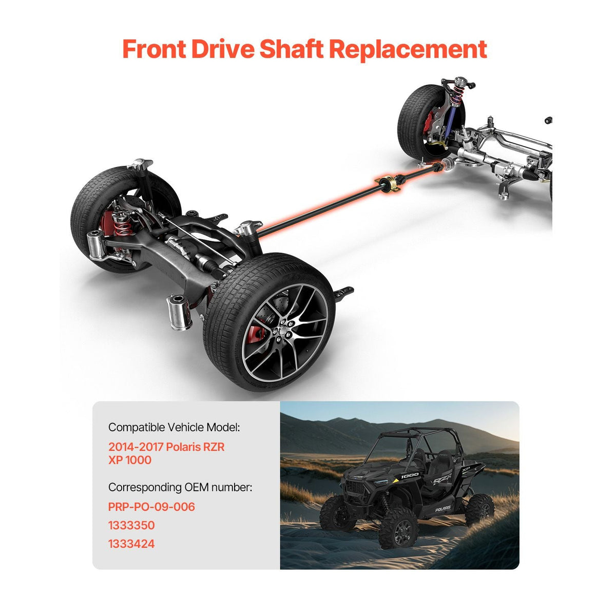 Front Drive Shaft, 73.9" Prop Shaft Driveshaft Assembly Compatible with 2014-2017 Polaris RZR XP 1000, Replace #PRP-PO-09-006 1333350 1333424