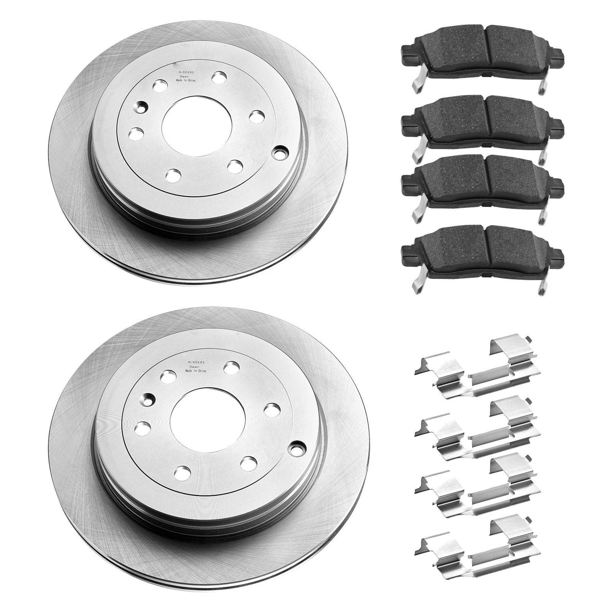 Front & Rear Brake Kit Compatible with 2008-2017 Buick Enclave, 2009-2017 Chevrolet Traverse/2007-2010 Saturn Outlook, 2007-2016 GMC Acadia/2017 GMC Acadia Limited, Hollow Brake Rotors Pads Kit