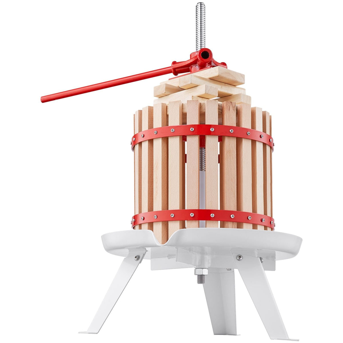 Fruit Wine Press, 2.98 Gal/11.3L, Solid Wood Basket with 6 Blocks, Manual Juice Maker, Cider Apple Grape Tincture Vegetables Honey Olive Oil Making Press with Pole Handle Bar for Kitchen, Home