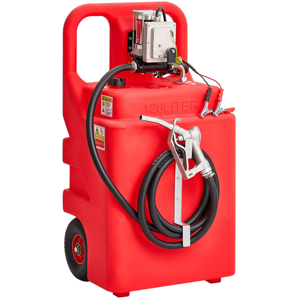 Fuel Caddy, 32 Gallon, Portable Fuel Tank with 12V DC 15 GPM Electric Fuel Transfer Pump, 13 ft Delivery Hose & Aluminum Alloy Manual Nozzle, Gas Caddy for Motorboats, ATVs, Diesel & Gasoline