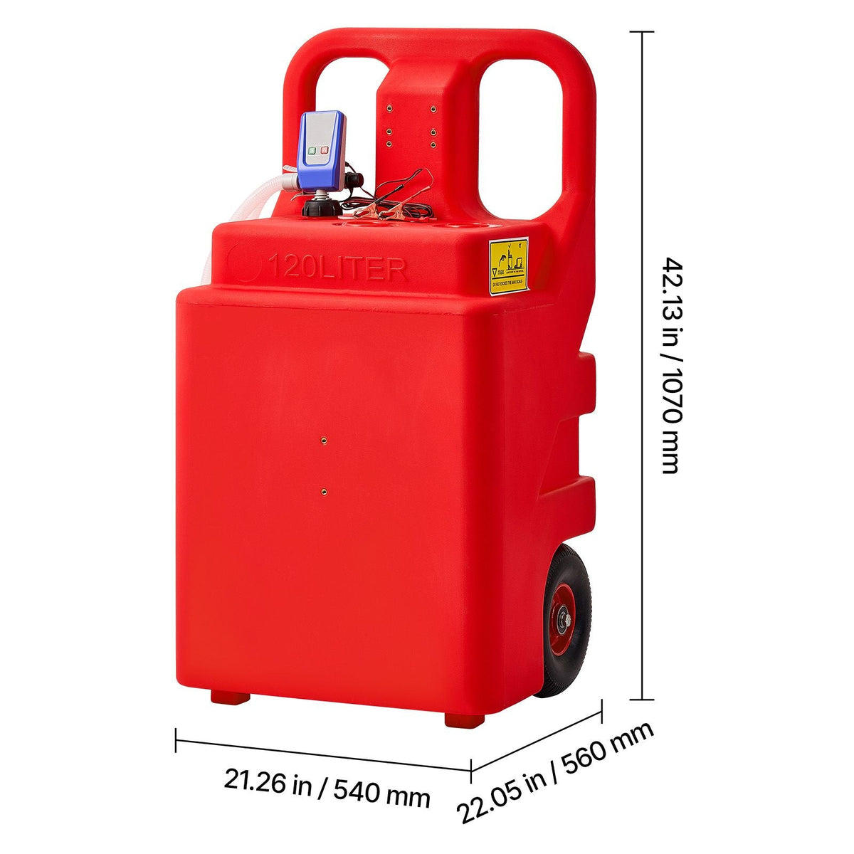 Fuel Caddy, 32 Gallon, Portable Fuel Tank with 12V DC 2.5 GPM Electric Fuel Transfer Pump, 4 ft Delivery Hose & Auto-Stop Sensor Nozzle, Tank Adapters, Suitable for Diesel & Gasoline, Red