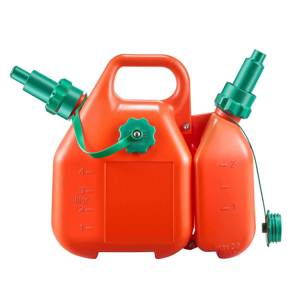 Fuel Container, 1.6 Gallon, Fuel Tank with Spout & 0.5 Gallon Extra Oil Container, 5.5 L/min Max Flow Rate, Leak-proof and Portable Flat Fluid Container for Most Cars Motorcycle ATV UTV