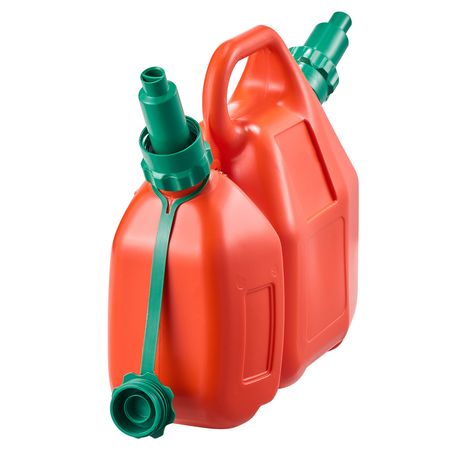 Fuel Container, 1.6 Gallon, Fuel Tank with Spout & 0.5 Gallon Extra Oil Container, 5.5 L/min Max Flow Rate, Leak-proof and Portable Flat Fluid Container for Most Cars Motorcycle ATV UTV