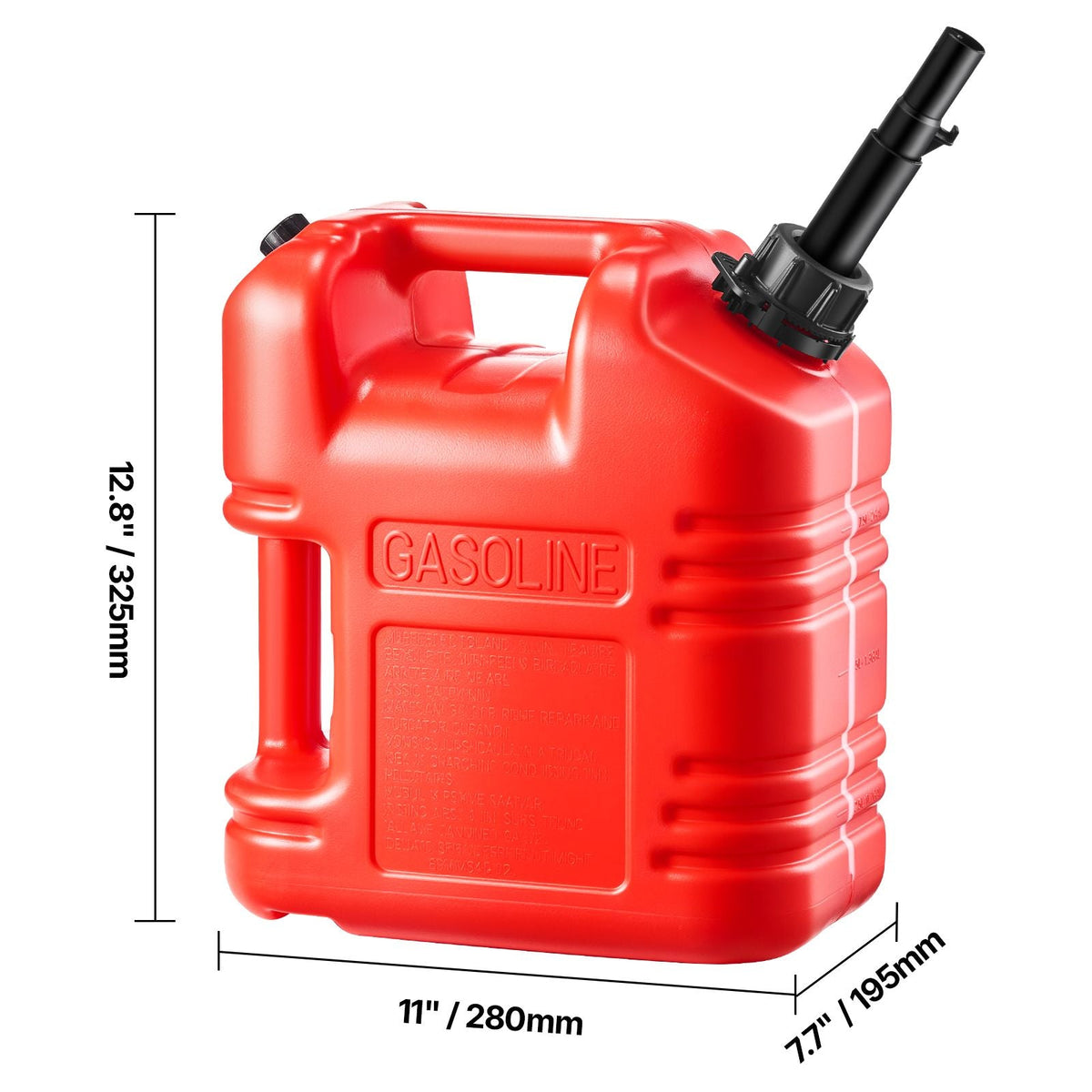 Fuel Container, 5 Gallon, Gas Tank with Spout & Clear Scale, 15 L/min Max Flow Rate, Secure & Leak-proof, Portable Flat Fluid Container for Most Cars Motorcycle ATV UTV, Red, 1 Pack