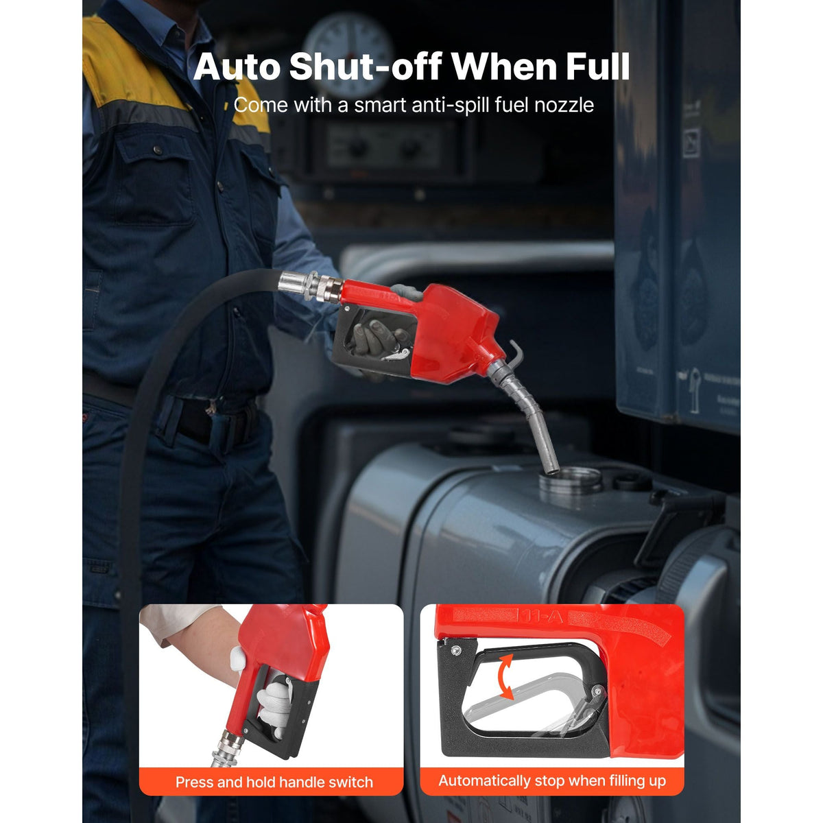 Fuel Transfer Pump, 12V DC 10 GPM, Portable Diesel Transfer Pump Kit, with Auto Shut-Off Nozzle, Discharge Hose, Overheat Protection, Power Cable, Explosion-Proof, for Gasoline Diesel Kerosene
