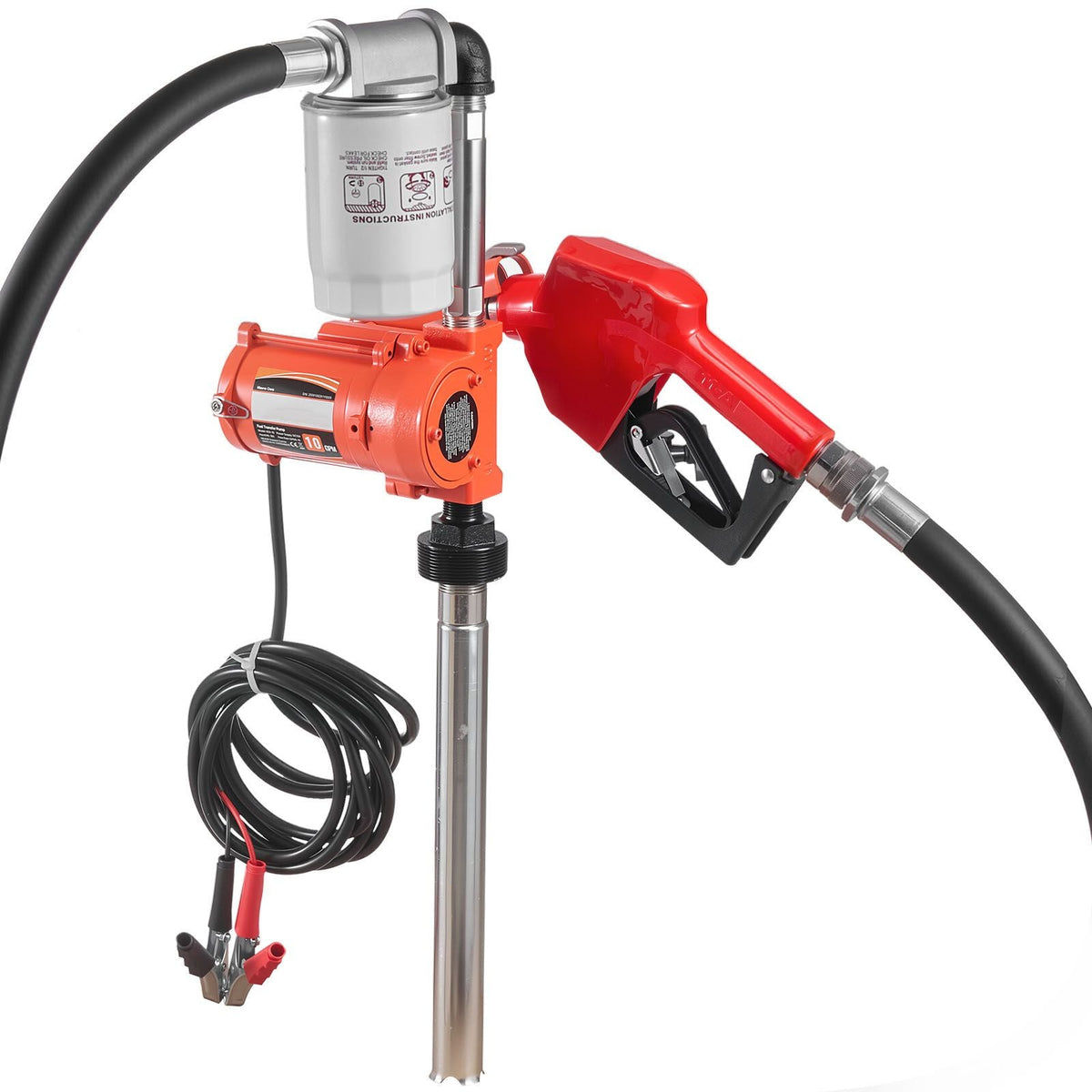 Fuel Transfer Pump, 12V DC 10 GPM, Portable Diesel Transfer Pump Kit, with Auto Shut-Off Nozzle, Discharge Hose, Overheat Protection, Power Cable, Explosion-Proof, for Gasoline Diesel Kerosene
