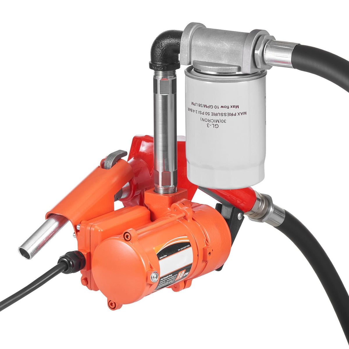 Fuel Transfer Pump, 12V DC 10 GPM, Portable Diesel Transfer Pump Kit, with Auto Shut-Off Nozzle, Discharge Hose, Overheat Protection, Power Cable, Explosion-Proof, for Gasoline Diesel Kerosene