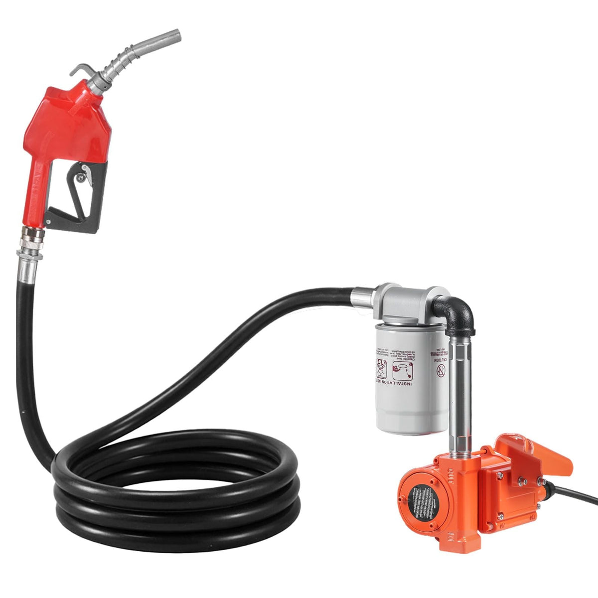 Fuel Transfer Pump, 12V DC 10 GPM, Portable Diesel Transfer Pump Kit, with Auto Shut-Off Nozzle, Discharge Hose, Overheat Protection, Power Cable, Explosion-Proof, for Gasoline Diesel Kerosene