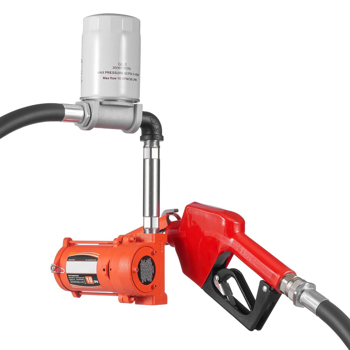 Fuel Transfer Pump, 12V DC 10 GPM, Portable Diesel Transfer Pump Kit, with Auto Shut-Off Nozzle, Discharge Hose, Overheat Protection, Power Cable, Explosion-Proof, for Gasoline Diesel Kerosene