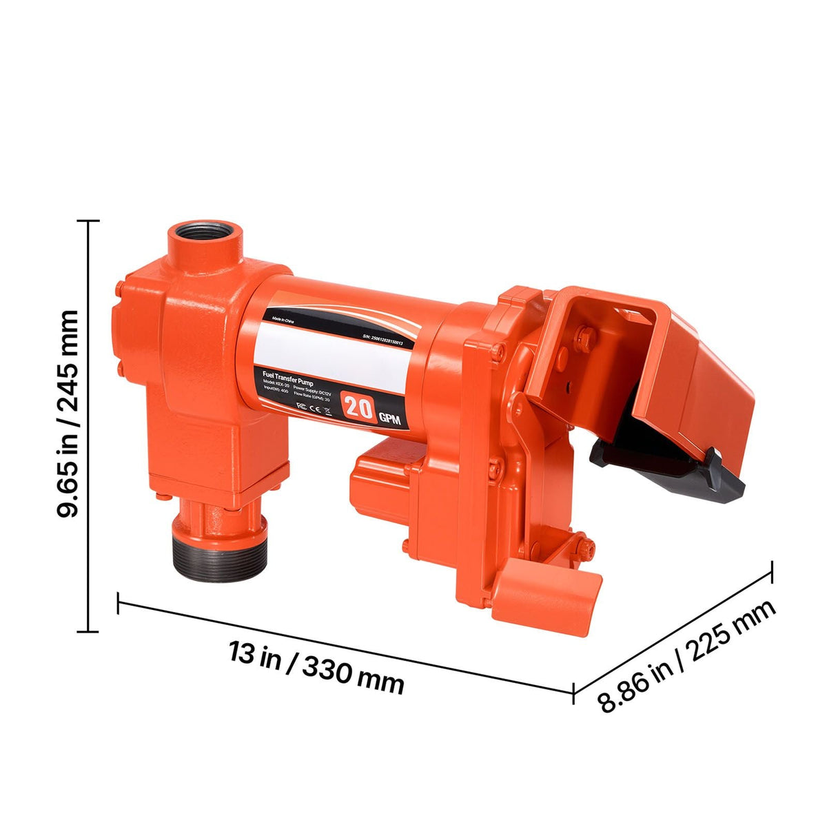 Fuel Transfer Pump, 12V DC 20 GPM 1/4 HP Diesel Pump, Extractor Pumps with Manual Nozzle, Discharge Hose and Suction Pipe, for Gasoline, Diesel, Kerosene, Ethanol-Methanol Blends & Biodiesel