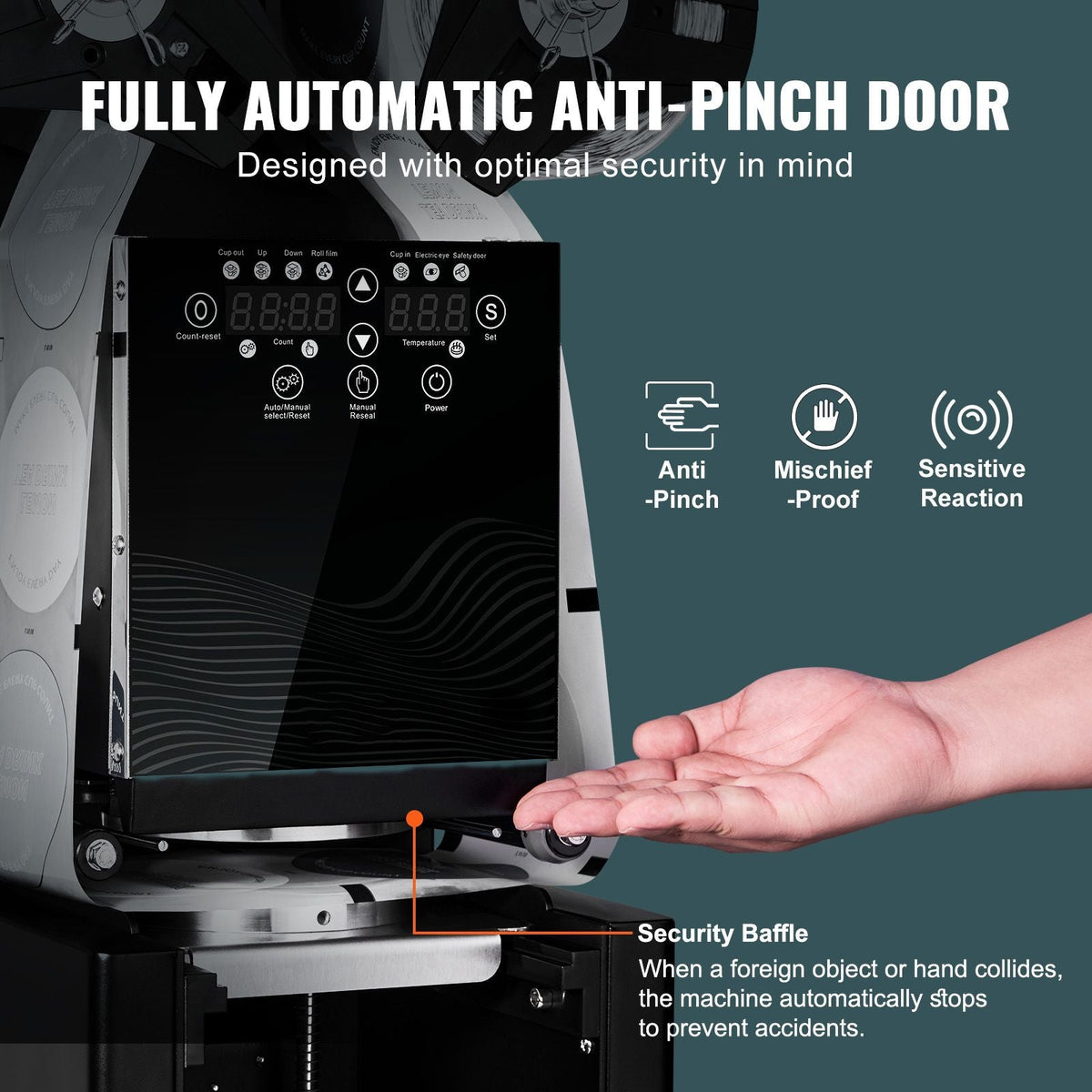 Fully Automatic Cup Sealing Machine, 500-650 Cups/H, Cup Sealer Machine for 190 mm Tall & 90/95 mm Cup, Electric Tea Sealer with Digital Control LCD Panel for Bubble Milk Tea Coffee, Black