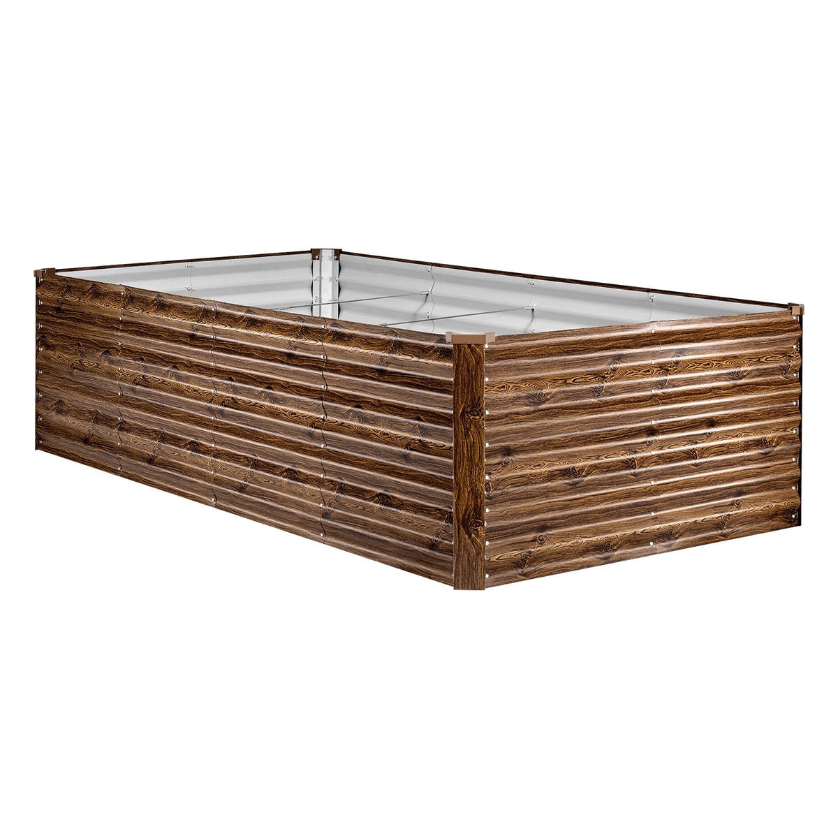 Galvanized Raised Garden Bed, 8 x 4 x 2 ft, Rectangular Metal Planter Box Kit Outdoor, Bottomless Elevated Planting Box with Gloves, Alu-Zinc, for Growing Flowers Vegetables, Deep Wood Grain