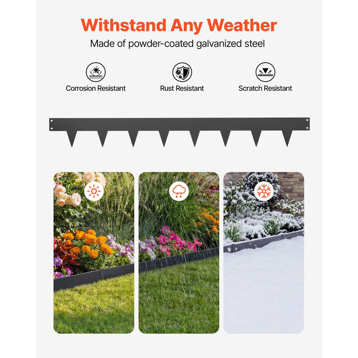 Galvanized Steel Landscape Edging, 10-Pack 40 x 4.5 Inch Metal Edging for Landscaping with 11 Mounting Clips, Heavy Duty Metal Garden Edge Border for Flower Bed, Yard Pathway, Black