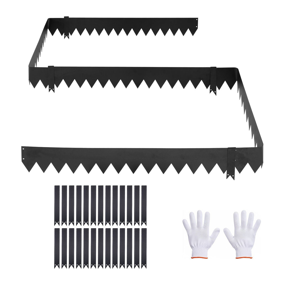 Galvanized Steel Landscape Edging, 24-Pack 40 x 6 Inch Metal Edging for Landscaping with 26 Mounting Clips, Heavy Duty Metal Garden Edge Border for Flower Bed, Yard Pathway, Black