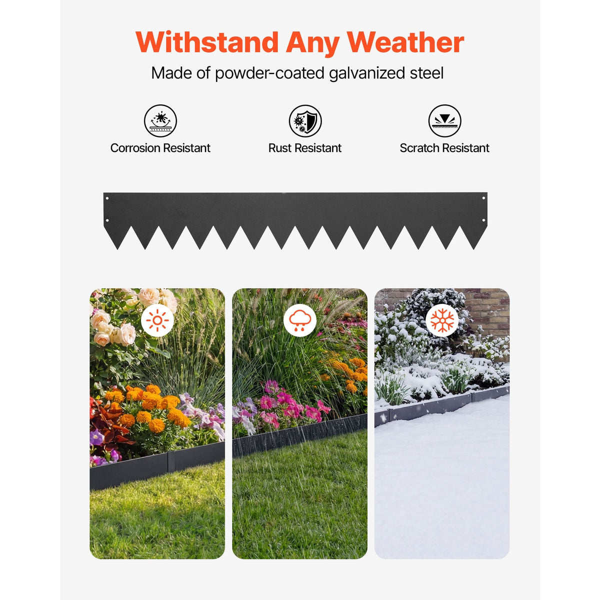 Galvanized Steel Landscape Edging, 30-Pack 40 x 6 Inch Metal Edging for Landscaping with 32 Mounting Clips, Heavy Duty Metal Garden Edge Border for Flower Bed, Yard Pathway, Black