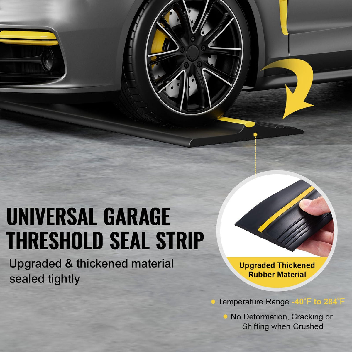 Garage Door Threshold Seal Strip, 10 FT Universal Garage Door Floor Seal Strip with Adhesive, Garage Door Bottom Weatherproof Strip, Upgraded Thick PVC DIY Weather Stripping Replacement, Black