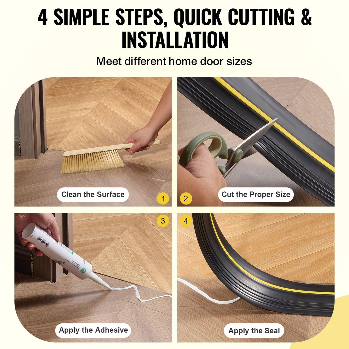 Garage Door Threshold Seal Strip, 10 FT Universal Garage Door Floor Seal Strip with Adhesive, Garage Door Bottom Weatherproof Strip, Upgraded Thick PVC DIY Weather Stripping Replacement, Black