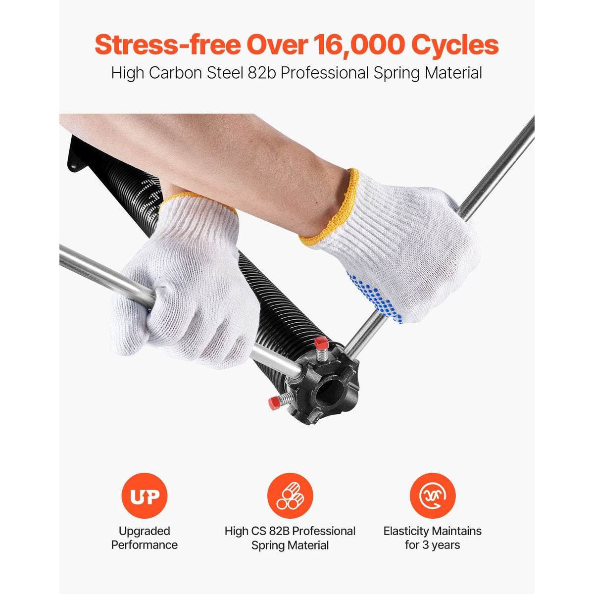 Garage Door Torsion Springs, Pair of 0.234 x 2 x 31 in, 16000 Cycles, Electrophoresis Black Coated for Replacement, Garage Door Springs with Non-Slip Winding Bars, Gloves and Mounting Wrench