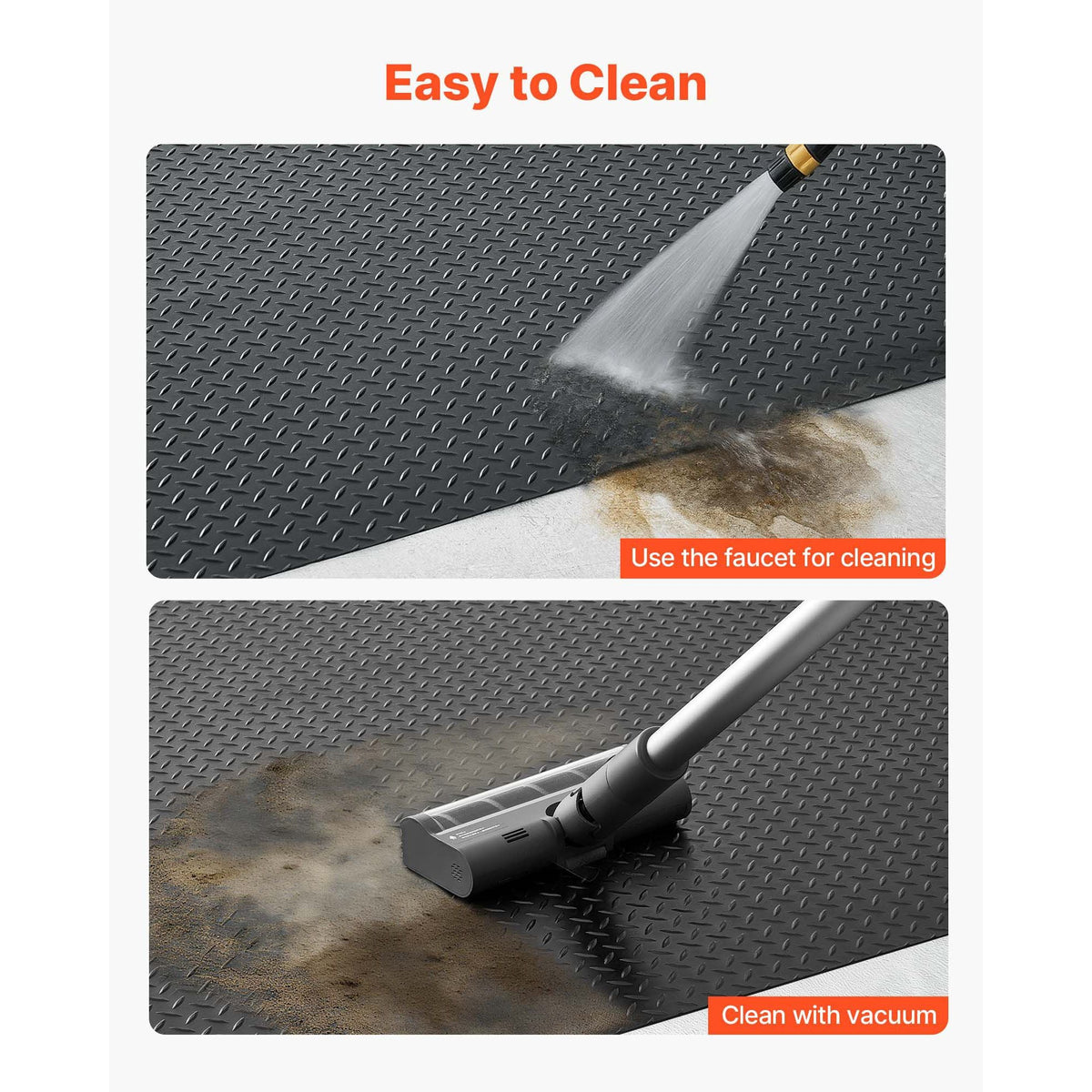 Garage Floor Roll, 4 x 25 ft Garage Flooring Mat, 3 mm Thickened Rubber Diamond Plate Floor Protector Mat, Non-Slip, Wear-resist, Waterproof, Easy to Clean for Warehouse, Gyms,Trailer, Black